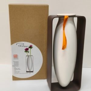 PHILIPPI FLOAT vertical porcelain vase in metal frame